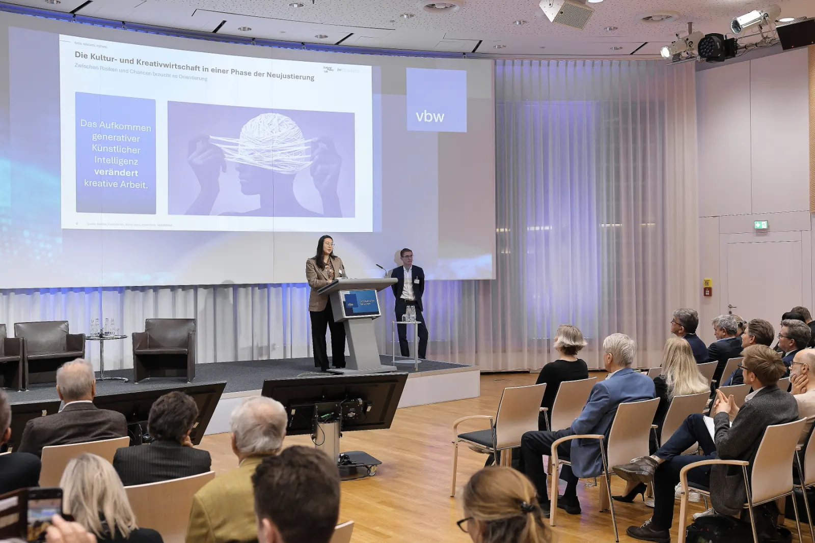 Presentation slide on AI and the cultural and creative industries in Bavaria