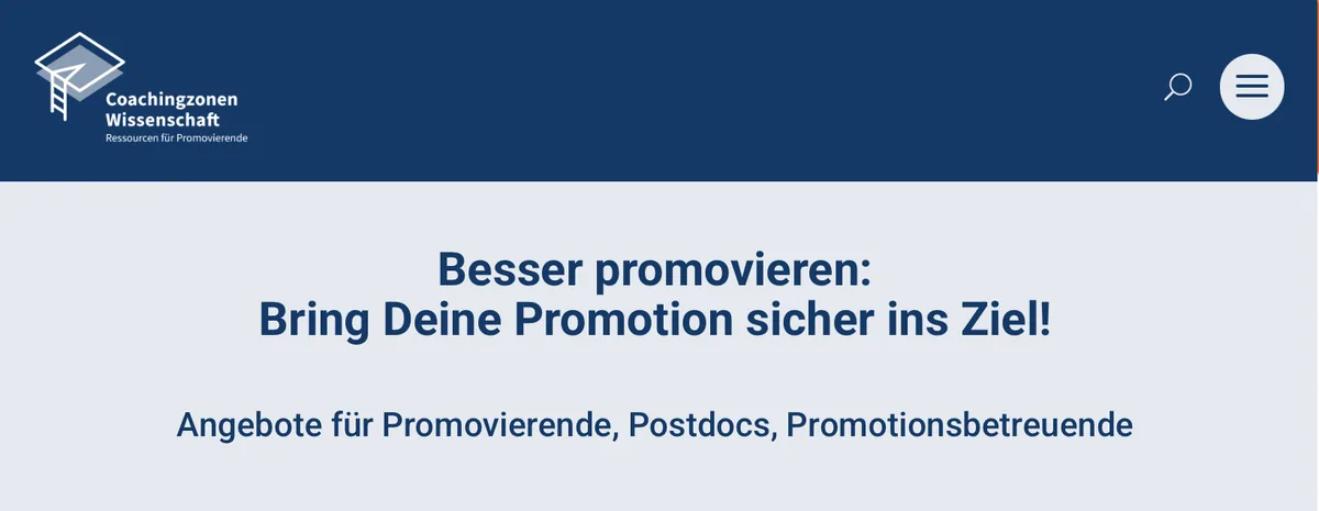 Coachingzonen Wissenschaft — Ressourcen für Promovierende
