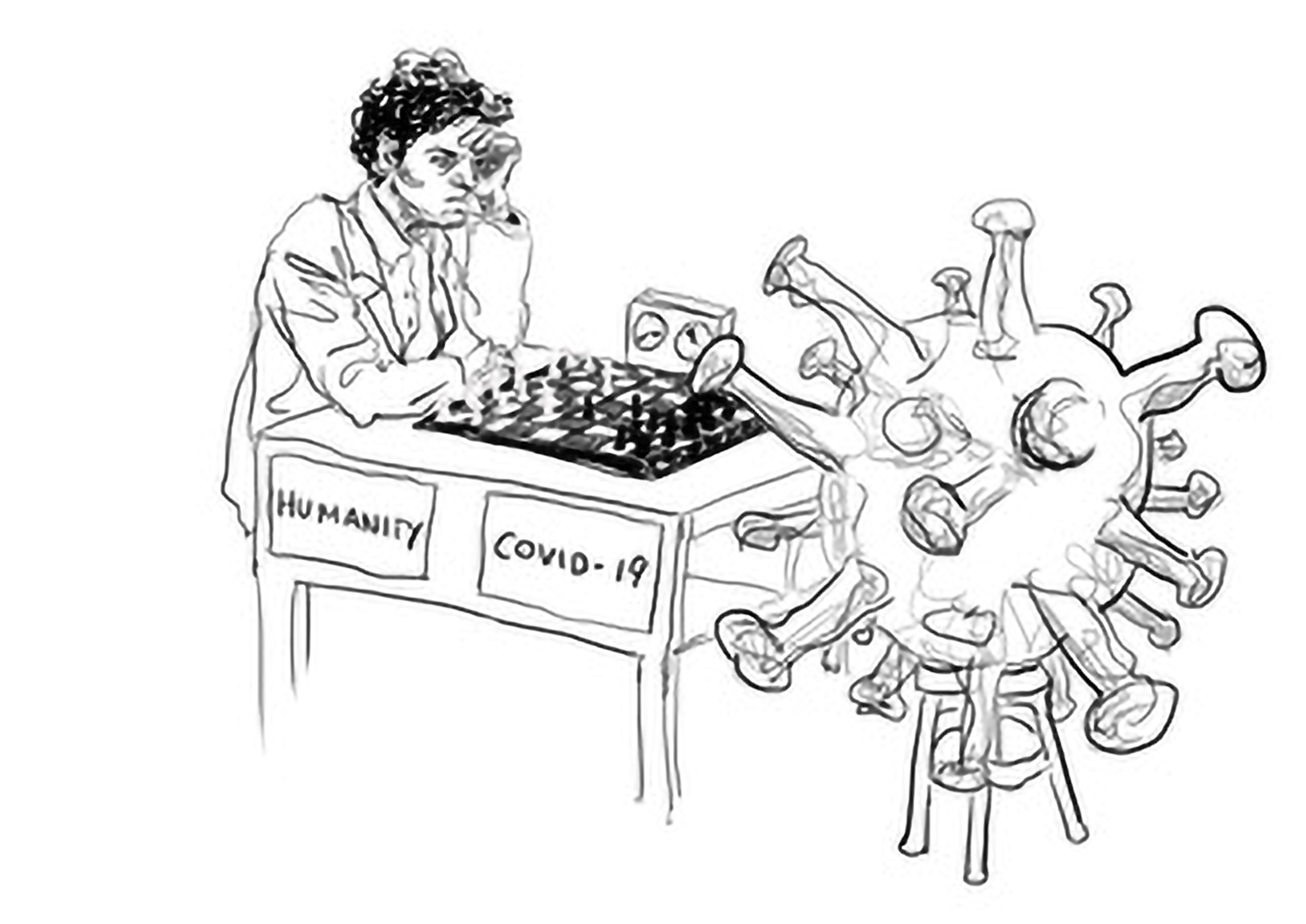 Ruscha Voormann: Corona Chess, Digital Drawing, 2020, © Ruscha Voormann.